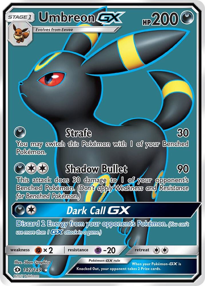 Umbreon GX (Full Art) - 142/149 (SM01) Ultra Rare - Light Play Holofoil