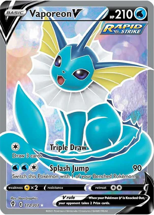 Vaporeon V (Full Art) - 172/203 (SWSH07) Ultra Rare - Light Play Holofoil - Image 2