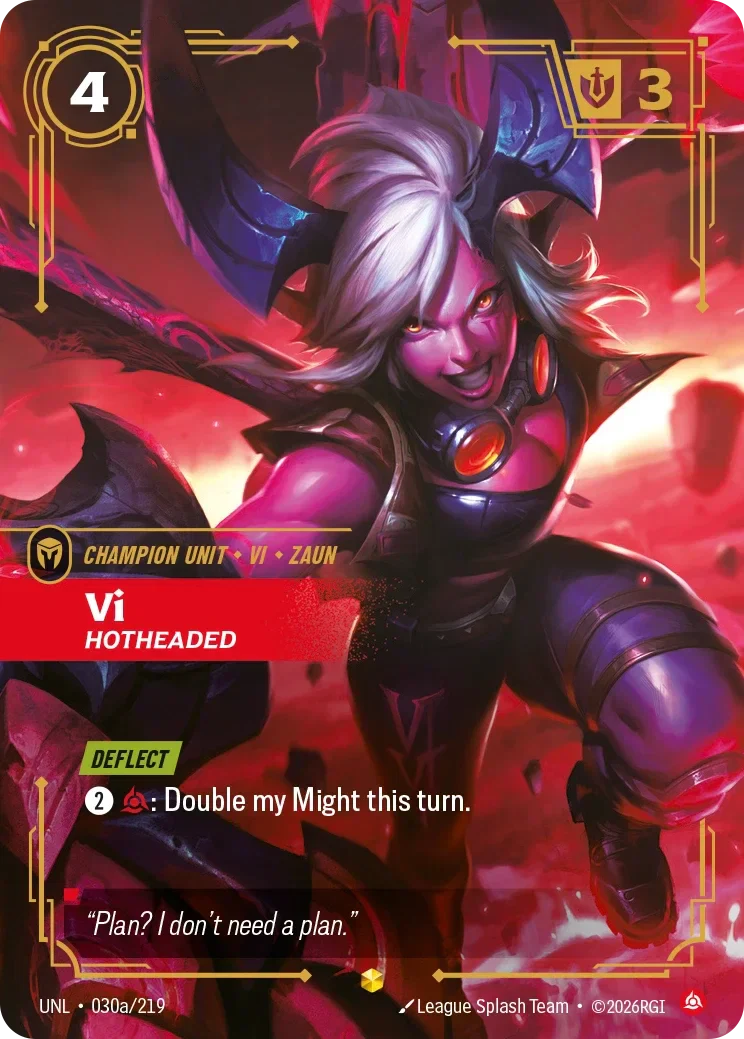 Vi - Hotheaded (Alternate Art) - 030a/219 (UNL)  Showcase