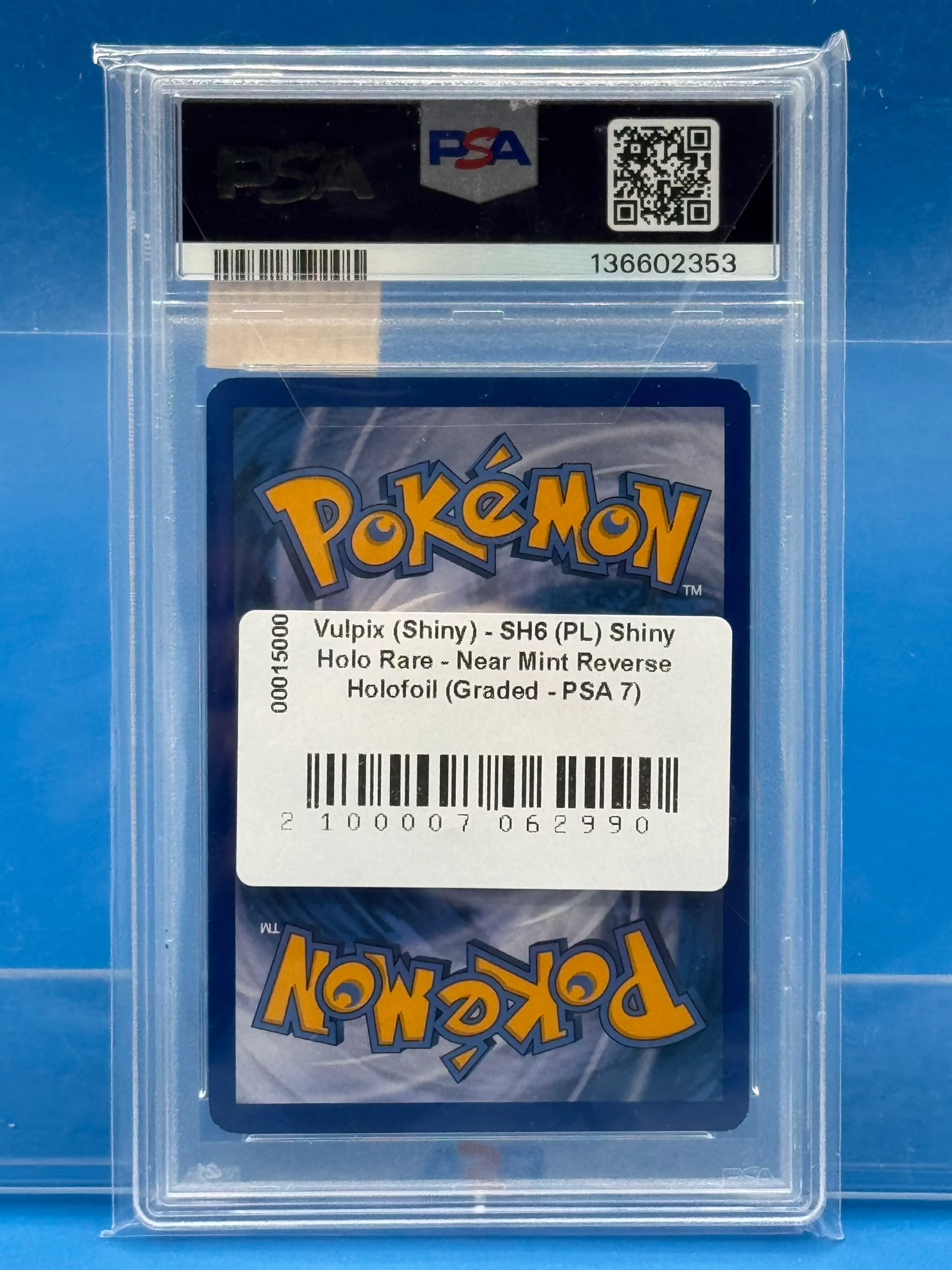 Vulpix (Shiny) - SH6 (PL) Shiny Holo Rare - Near Mint Reverse Holofoil (Graded - PSA 7) - Image 2
