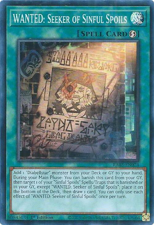 WANTED: Seeker of Sinful Spoils (RA03-EN074) Super Rare - Near Mint 1st Edition
