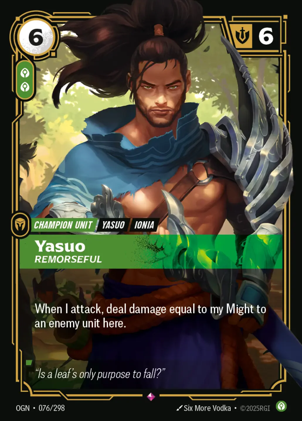 Yasuo - Remorseful - 076/298 (OGN) Rare