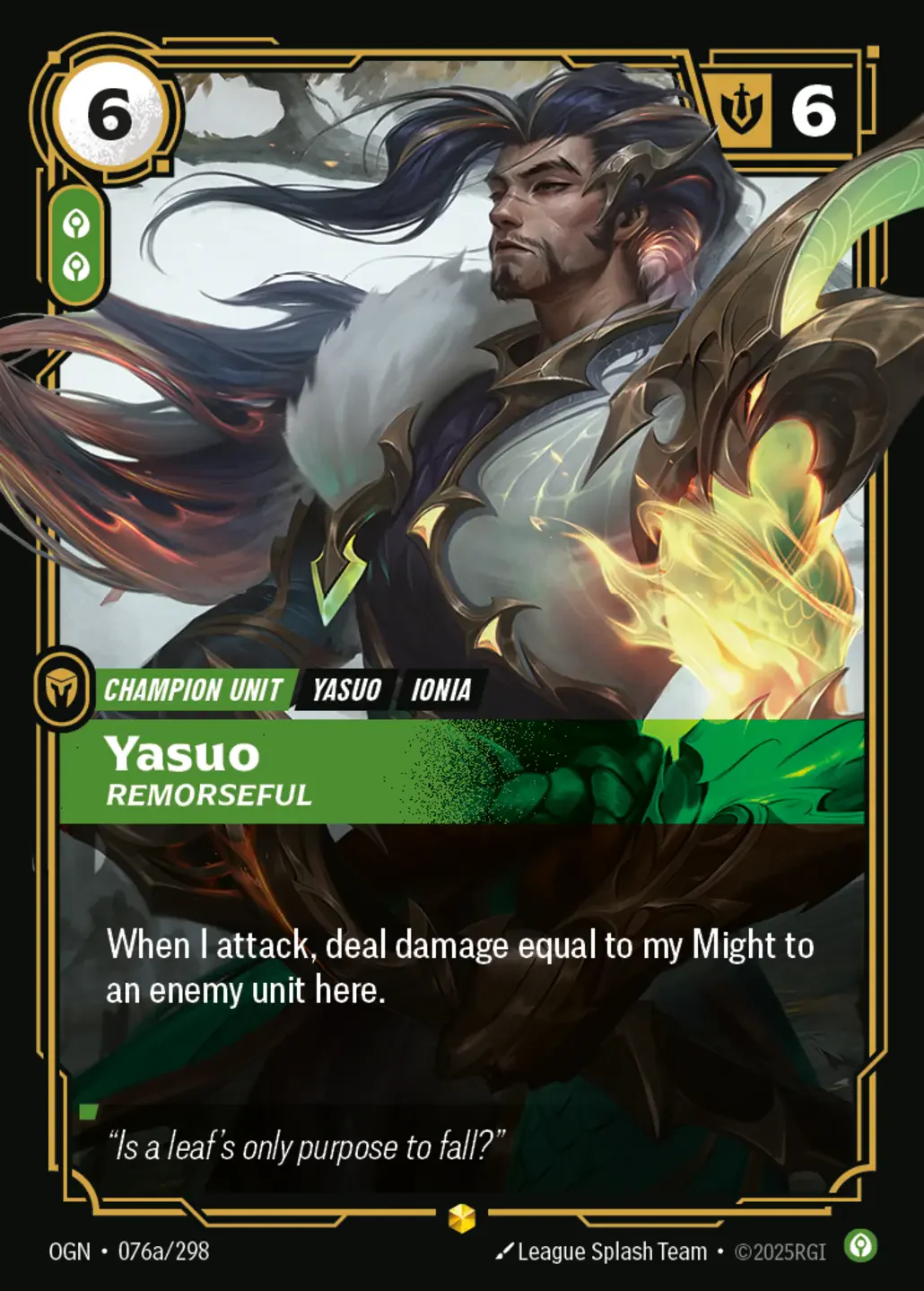 Yasuo - Remorseful (Alternate Art) - 076a/298 (OGN) Showcase